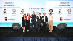 CruiseWorld Asia 2026, themed Cruise Forward, convened cruise lines, travel agents, tourism boards, ports and industry partners in Singapore on 16 September. From left: Northstar Travel Group's Irene Chua, Disney Cruise Line's Sarah Fox, Royal Caribbean’s Benjamin Bouldin, StarDream Cruises’ Michael Goh, Penang State Executive Councillor for Tourism & Creative Economy YB Wong Hon Wai, and Travel Weekly Asia’s Xinyi Liang-Pholsena.