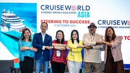 From left: Irene Chua, vice president/group publisher, Northstar Travel Group; Nigel Wong, president, MATTA; Pauline Suharno, president, ASTINDO; Michelle Taylan, president, GBTA; Arjun Shroff, president, PHILTOA; Xinyi Liang-Pholsena, editorial director, Travel Weekly Asia