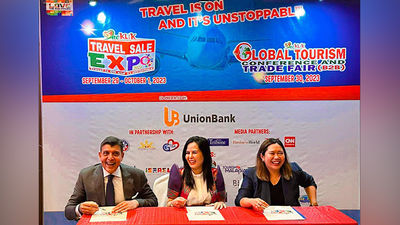 Michelle Taylan (middle) signing a partnership agreement with Egypt Ambassador H.E. Ahmed Shehabeldin (left) and Issa Dimaano, AVP- Passenger Sale, Philippine Airlines (right).