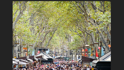 La Rambla in Barcelona, a popular street for tourists.
