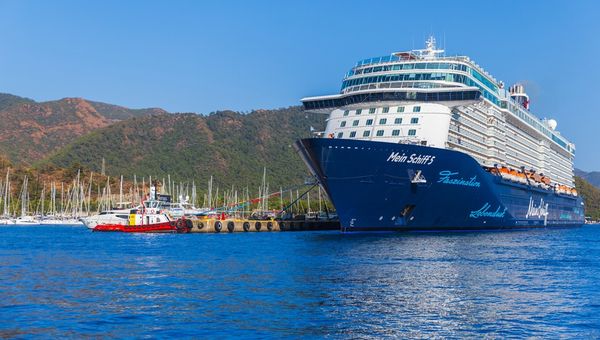The Mein Schiff 5 was left stranded earlier in March when the Strait of Hormuz was locked down due to the US-Iran war. The Mein Schiff 5 was left stranded earlier in March when the Strait of Hormuz was locked down due to the US-Iran war.