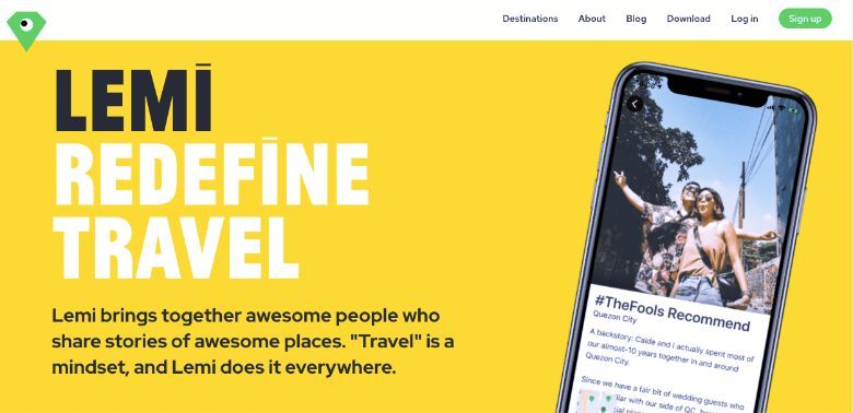 Lemi is a social-sharing platform that features destination recommendations provided by travellers and locals.
