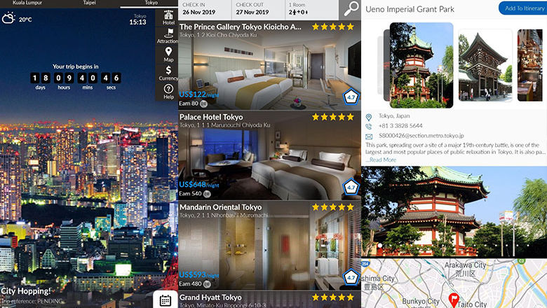 Online travel platform BlackBook’s app offers functions from hotel booking to itinerary planning with listings of places and things to do.