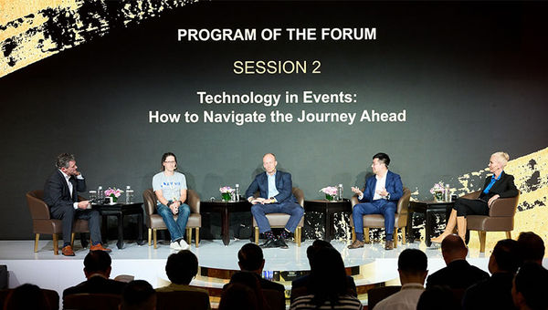 On stage for the session, Technology in Events: How to Navigate the Journey Ahead (from left): Northstar Travel Group’s David Blansfield; Affinidi Group’s Glenn Gore; Informa Markets Asia’s Ian Roberts; Beyond International Technology Innovation Expo’s Jason Ho; and Jack Morton Worldwide Asia’s Rebecca Hallett.