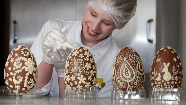 Easter chocolate egg making. Easter chocolate egg making.