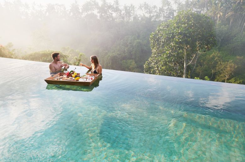 Floating breakfasts are increasingly popular, and common, across villas and resorts in Asia.