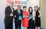 Winners for Destination Category: (L to R) Bob Sullivan of Travel Weekly Asia; His Excellency So Mara of Cambodia; Srisuda Wanapinyosak of Tourism Authority of Thailand; Helen Shim of Korea Tourism Organization; Irene Chua of Travel Weekly Asia.