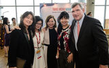Alethea Lam and Nelli Yong of Starwood Hotels & Resorts with Esther Lew, Irene Chua and Bob Sullivan of Travel Weekly Asia.