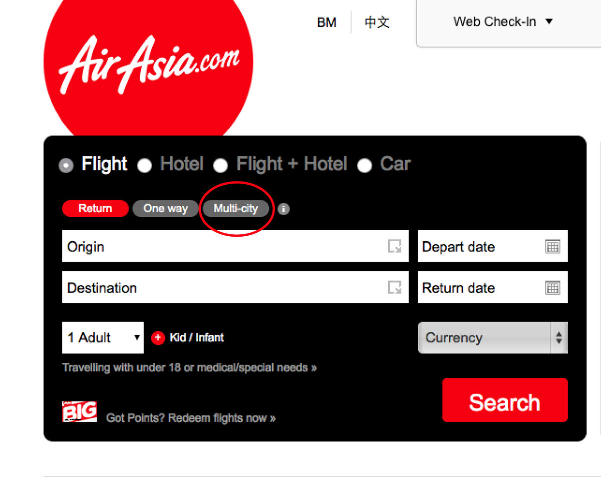 Airasia online hot sale booking one way