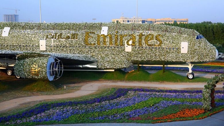 阿联酋航空联手迪拜奇迹花园打造全球最大A380花卉装置