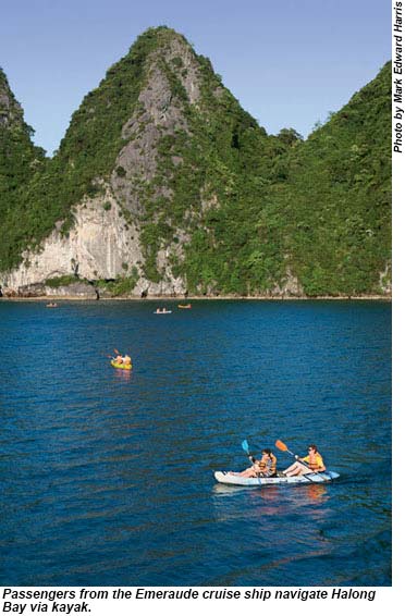 Kayaking in Halong Bay.