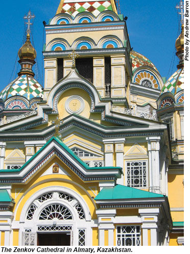 Zenkov Cathedral in Almaty, Kazakhstan.