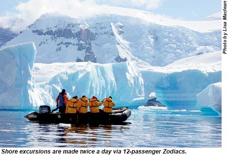 Shore excursions are made twice a day via 12-passenger Zodiacs.