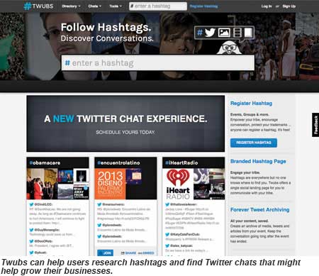 Twubs can help users research hashtags and find Twitter chats that can help grow their businesses.