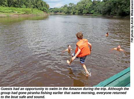 Guests had an opportunity to swim in the Amazon during the trip.