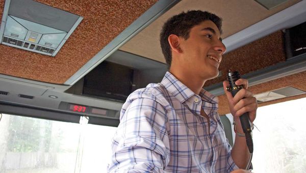 Andres Bonilla, ITMI’s youngest student ever at 17 years old, gives a presentation on sea otters. Andres Bonilla, ITMI’s youngest student ever at 17 years old, gives a presentation on sea otters.
