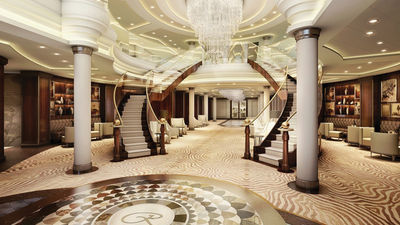 The Seven Seas Explorer's atrium lobby.