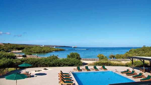 The freshwater pool of the Finch Bay Eco Hotel on the small island of Santa Cruz in the heart of the Galapagos. The freshwater pool of the Finch Bay Eco Hotel on the small island of Santa Cruz in the heart of the Galapagos.