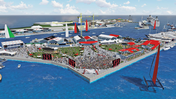 A rendering of the America’s Cup Village at Bermuda’s Royal Naval Dockyard.