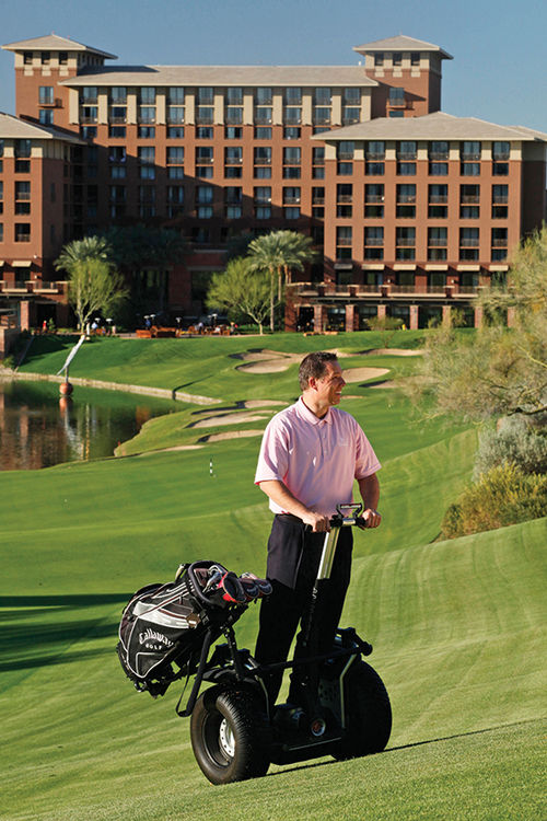 A golfer on a Segway at the Westin Kierland Resort and Spa in Scottsdale, Ariz. Golfers at the resort can also navigate the course via cart, bike or “golf board.” A golfer on a Segway at the Westin Kierland Resort and Spa in Scottsdale, Ariz. Golfers at the resort can also navigate the course via cart, bike or “golf board.”