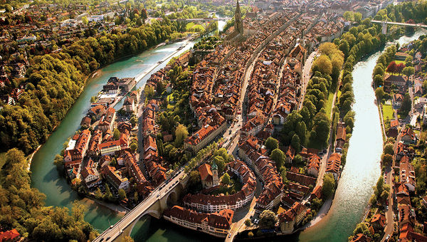 An aerial view of Bern, Switzerland. An aerial view of Bern, Switzerland.