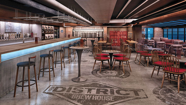 District Brew House will be a "craft beer hall" on the Norwegian Escape with 24 beers on tap. District Brew House will be a "craft beer hall" on the Norwegian Escape with 24 beers on tap.