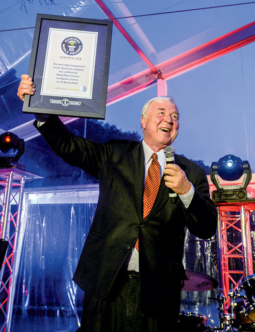 Viking Chairman Torstein Hagen with the Guinness World Record certificate for the launch. Viking Chairman Torstein Hagen with the Guinness World Record certificate for the launch.