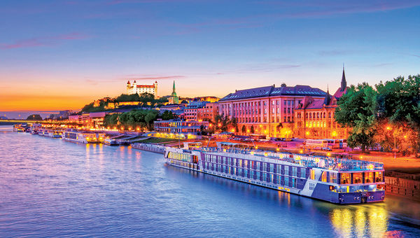 AmaWaterways’ AmaLyra on the Danube River in Bratislava, Slovakia. AmaWaterways’ AmaLyra on the Danube River in Bratislava, Slovakia.