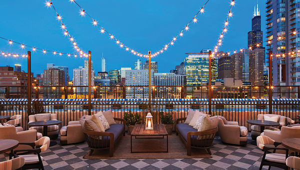 The Soho House Chicago roof deck.