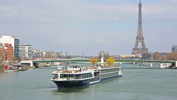 Avalon Waterways' newest Suite Ship, the Avalon Tapestry II, sails along the Seine in Paris.