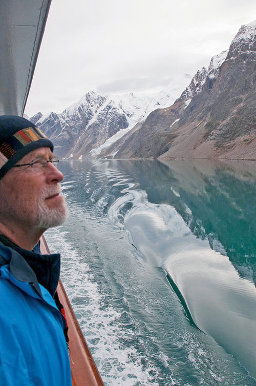 A Hurtigruten passenger in Greenland.