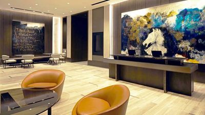 The hotel lobby at the Hyatt Centric The Loop Chicago.