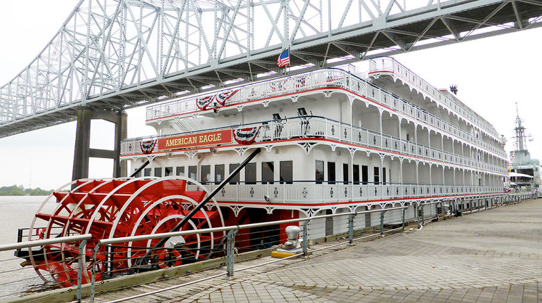 Named in New Orleans in a ceremony held on the ship's bow by Cheryl Landrieu, wife of New Orleans Mayor Mitch Landrieu, the American Eagle is American Cruise Lines' second Mississippi riverboat. The 150-guest vessel looks like a genuine steamboat but is actually diesel-powered.