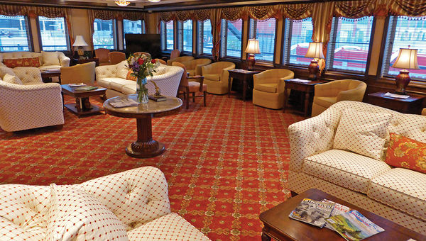 The rustic Paddlewheel Lounge on the American Eagle.