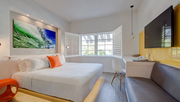 A guestroom at the Vintro Hotel & Kitchen. A guestroom at the Vintro Hotel & Kitchen.