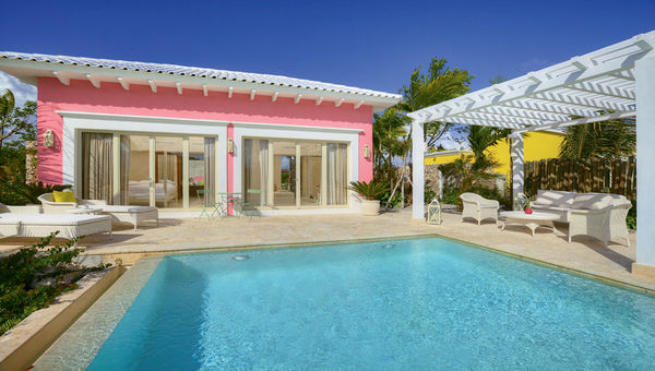 The back patio of a junior suite at Eden Roc at Cap Cana. A gazebo and private swimming pool overlook the hotel’s central lagoon. The back patio of a junior suite at Eden Roc at Cap Cana. A gazebo and private swimming pool overlook the hotel’s central lagoon.