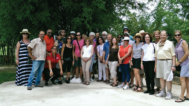 Caribbean Editor Gay Nagle Myers accompanied Friendly Planet's Highlights of Havana & Varadero travel agent fam trip to Cuba. Activities included visits to artists' studios and an organic farm; a cigar factory tour and visit to Hemingway's villa; hotel inspections and meals at state-run restaurants and privately-run paladores; and of course, mojitos along the way. The trip was headed by Peggy Goldman, Friendly Planet president, pictured center with a white shirt and sunglasses.