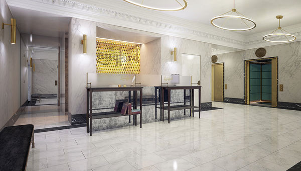 Rendering of the lobby of the Langford. Rendering of the lobby of the Langford.
