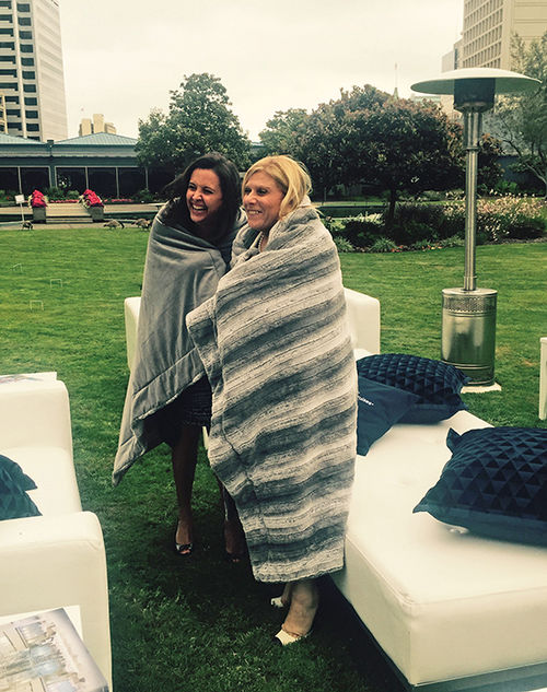 Waiting for the Oakland, Calif., lawn party to begin, Celebrity Cruises CEO Lisa Lutoff-Perlo and Celebrity Cruises Senior Vice President Dondra Ritzenthaler discovered that Bay area summers can have a chill. Waiting for the Oakland, Calif., lawn party to begin, Celebrity Cruises CEO Lisa Lutoff-Perlo and Celebrity Cruises Senior Vice President Dondra Ritzenthaler discovered that Bay area summers can have a chill.