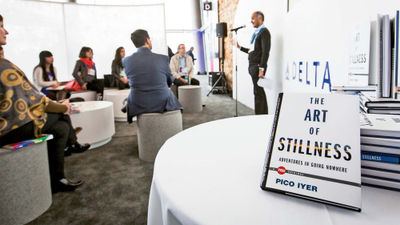 Pico Iyer, shown speaking at the TED conference.
