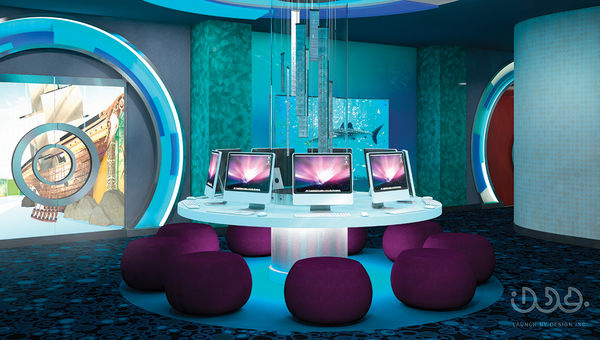 The computer zone and interactive video gaming area inthe Coral KidZ Cub. The computer zone and interactive video gaming area inthe Coral KidZ Cub.