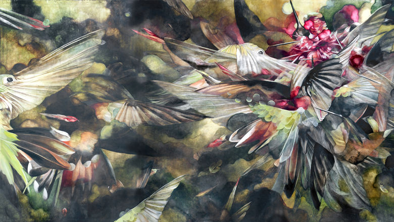 "Sky Burial" by Emly McIlroy is part of the 61st installment of the Honolulu Museum of Art's Artists of Hawaii exhibit.