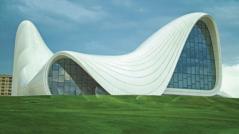 Heydar Aliyev Center, a concert hall and exhibit space by Zaha Hadid in Baku, Azerbaijan.