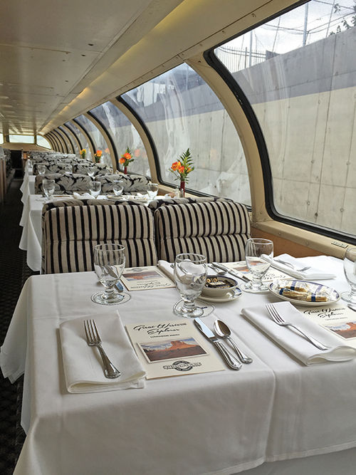The interior of a restored Great Western Limited private streamliner train, which dates to 1956. The interior of a restored Great Western Limited private streamliner train, which dates to 1956.