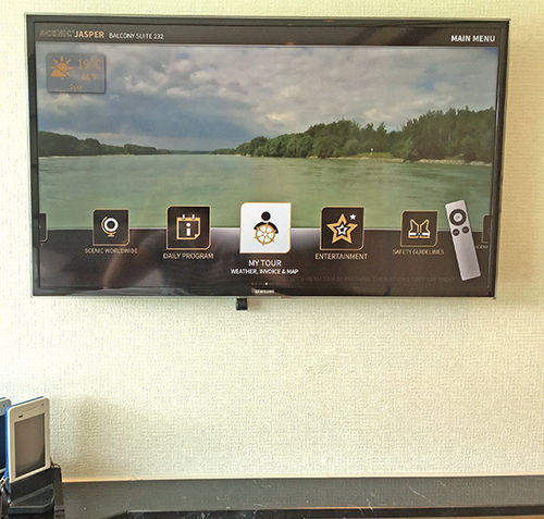 The Scenic Jasper’s in-room entertainment and information system. The Scenic Jasper’s in-room entertainment and information system.