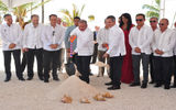 Dominican Republic President Danilo Medina Sanchez and other dignitaries joined AMResorts and Apple Leisure Group executives for Now Onyx Punta Cana’s groundbreaking ceremony. Among those on hand, from left (front row, in white shirts), Jose Ramon Peralta, administrative minister of the presidency; Jaime Lacadena, ambassador of Spain; Alex Zozaya, CEO of Apple Leisure Group; President Sanchez; Enrique Martinon Garcia, president of Grupo Martinon; Alvaro Pena, president of the construction company Codelpa; and Don Enrique Martinon of Grupo Martinon.