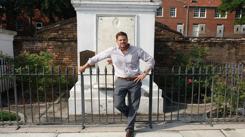 Photographer Morgan McCall Molthrop is one of many native New Orleanians who decided to return to the city after Hurricane Katrina. In his case, he co-founded a local tour business. Pictured here, Molthrop in front of the Tomb of French Creole Nobleman Bernard de Marigny in New Orleans' St. Louis Cemetery Number 1. A selection of his photos follow.