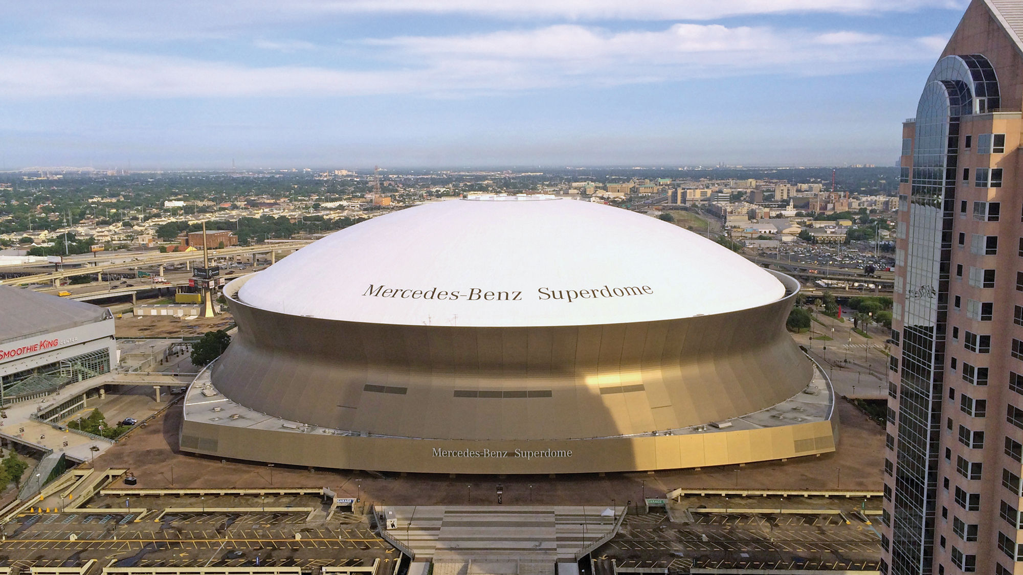 The Superdome as seen from the Hyatt Regency New Orleans.
