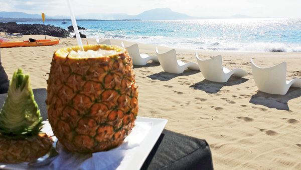 Guests can enjoy waiter service and watersports equipment on Playa Imbert beach.
