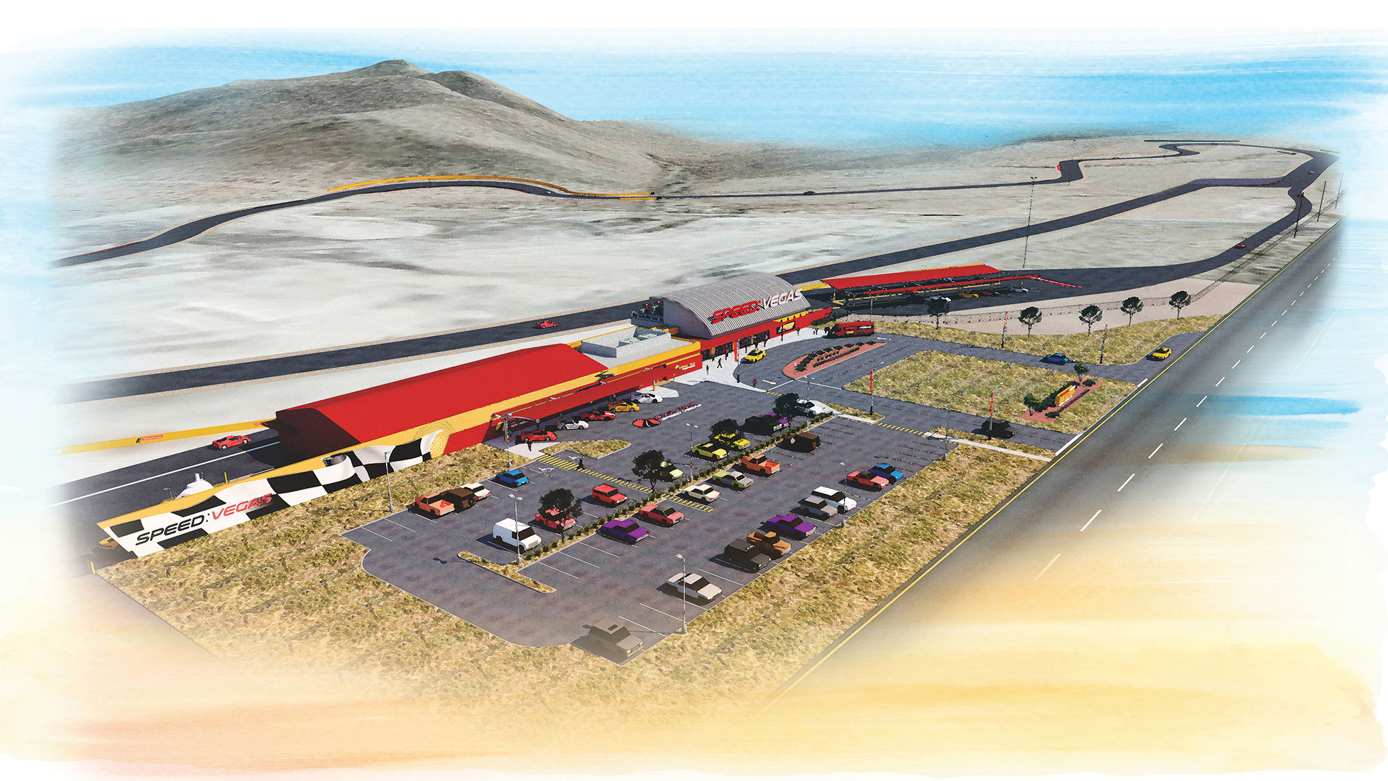 A rendering of SpeedVegas, scheduled to open in March.